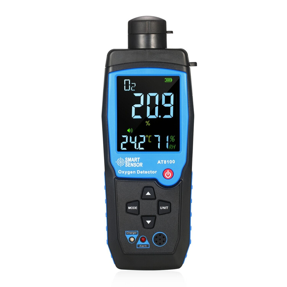 Handheld Digital Oxygen Detector USB Rechargeable O2 Sensor Tester Monitor LCD Display Adjustable Alarm