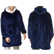 (  Blue) Fleece Hoodie Blanket Oversized Ultra Plush Sherpa Giant Big Hooded Sweatshirt