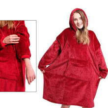 ( Red) Fleece Hoodie Blanket Oversized Ultra Plush Sherpa Giant Big Hooded Sweatshirt