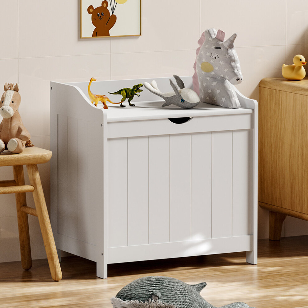 White Wooden Toy Storage Chest Cabinet