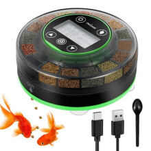 Petbank?Automatic Fish Feeder for Aquarium - Auto Food Dispenser with Timer - Rechargeable?Timer Feeder with USB Cable & LCD Display - Auto Fish