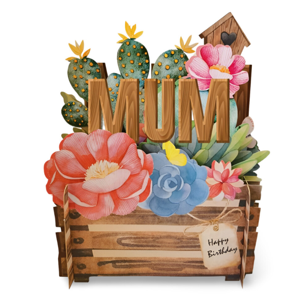 Happy Birthday Mum Flowers & Butterflies 3D Pop Up Greeting Card By Alljoy Cards