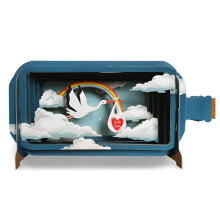 Message In A Bottle Stork Making A Delivery New Baby Greeting Card By Alljoy Cards