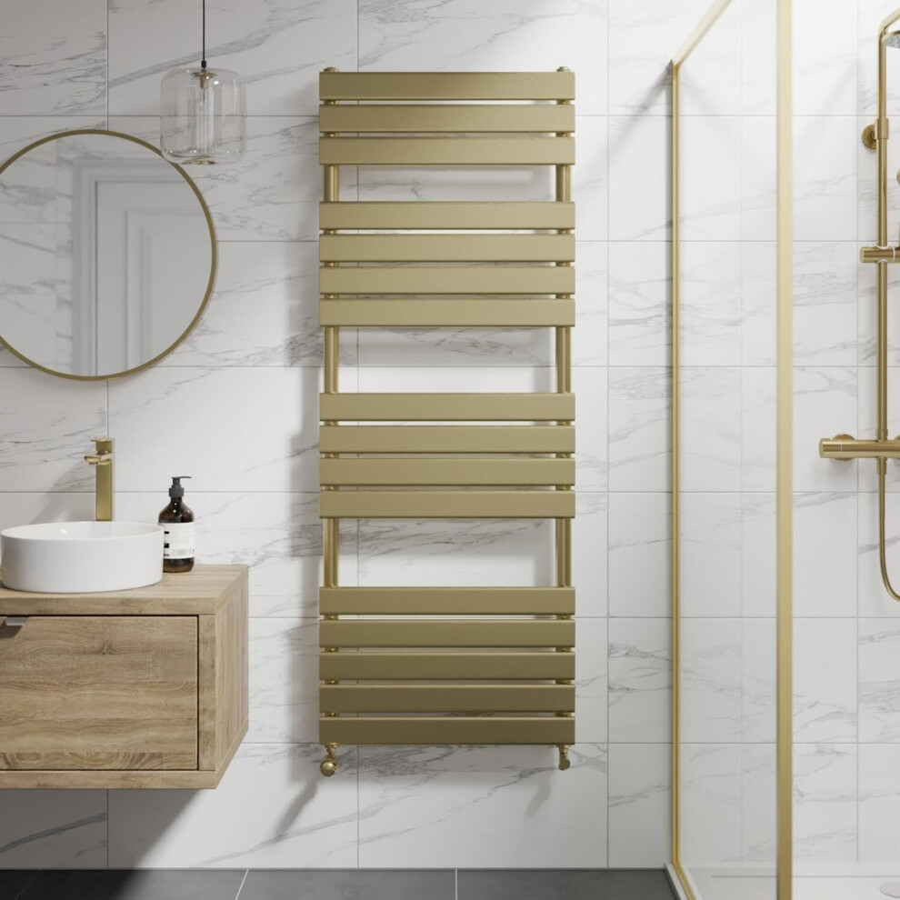 DuraTherm Flat Panel Heated Towel Rail Brushed Brass - 1600 x 600mm