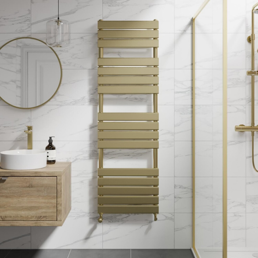 DuraTherm Flat Panel Heated Towel Rail Brushed Brass - 1600 x 500mm