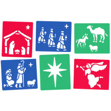 6 Piece Christmas Nativity Stencil Set Wise Men Manger Angel Star