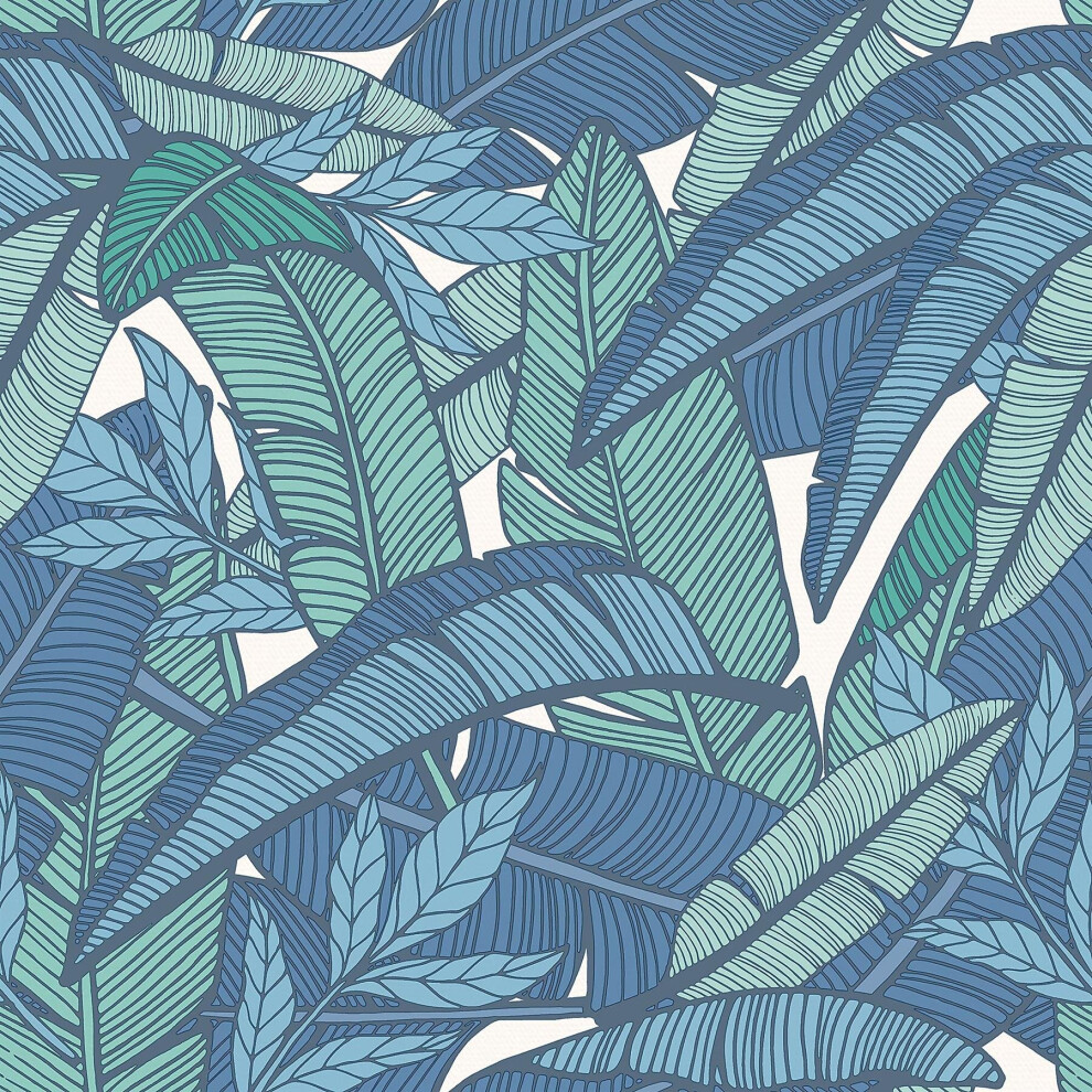 Arthouse Banana Leaves Blue Green Wallpaper Botanical Modern