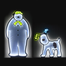 Pack of 2 Infinity LED Colourful Christmas The Snowman & Snowdog With Base Xmas Light-up Window Decoration Indoor Festive Party