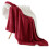 (Single: 130X150 cm) Warm Sherpa Blanket Reversible Red Bed Throw Sofa Mink 2