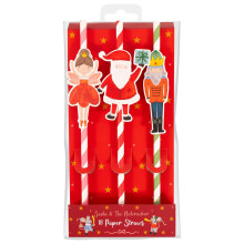 Set Of 18 Santa Claus Paper Straws Disposable Xmas Dinner Lunch Party