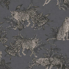 Grandeco Lounging Leopard Grey Wallpaper Animal Print Vinyl