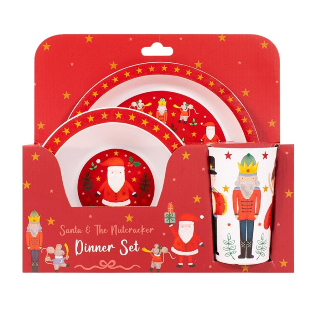 Christmas Kids Dinner Set Santa And Nutcracker Toddler Xmas Dinner Red Yöl