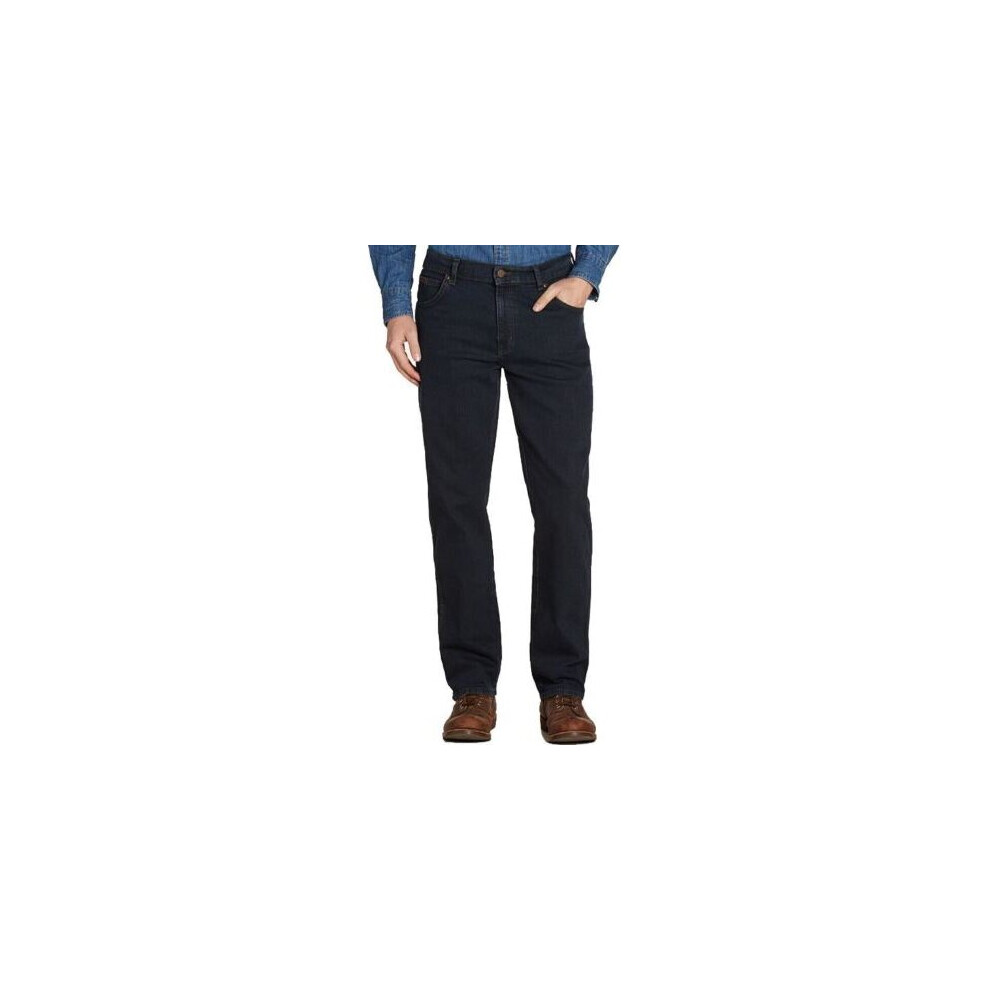 (46W-34L) Wrangler Men's Texas Classic Fit Stretch Blue Black Denim