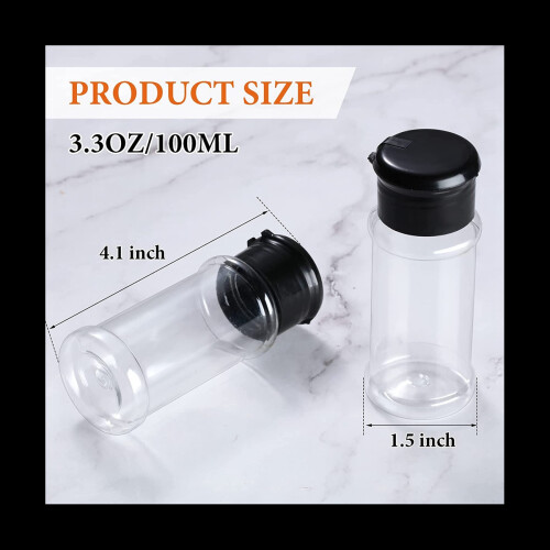 50Pcs Plastic Spice Jars with Shaker Lids Spice Containers Black 2