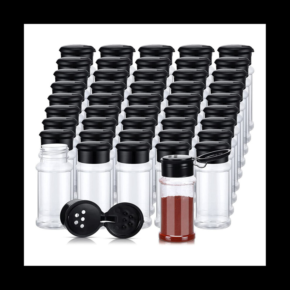50Pcs Plastic Spice Jars with Shaker Lids Spice Containers Black