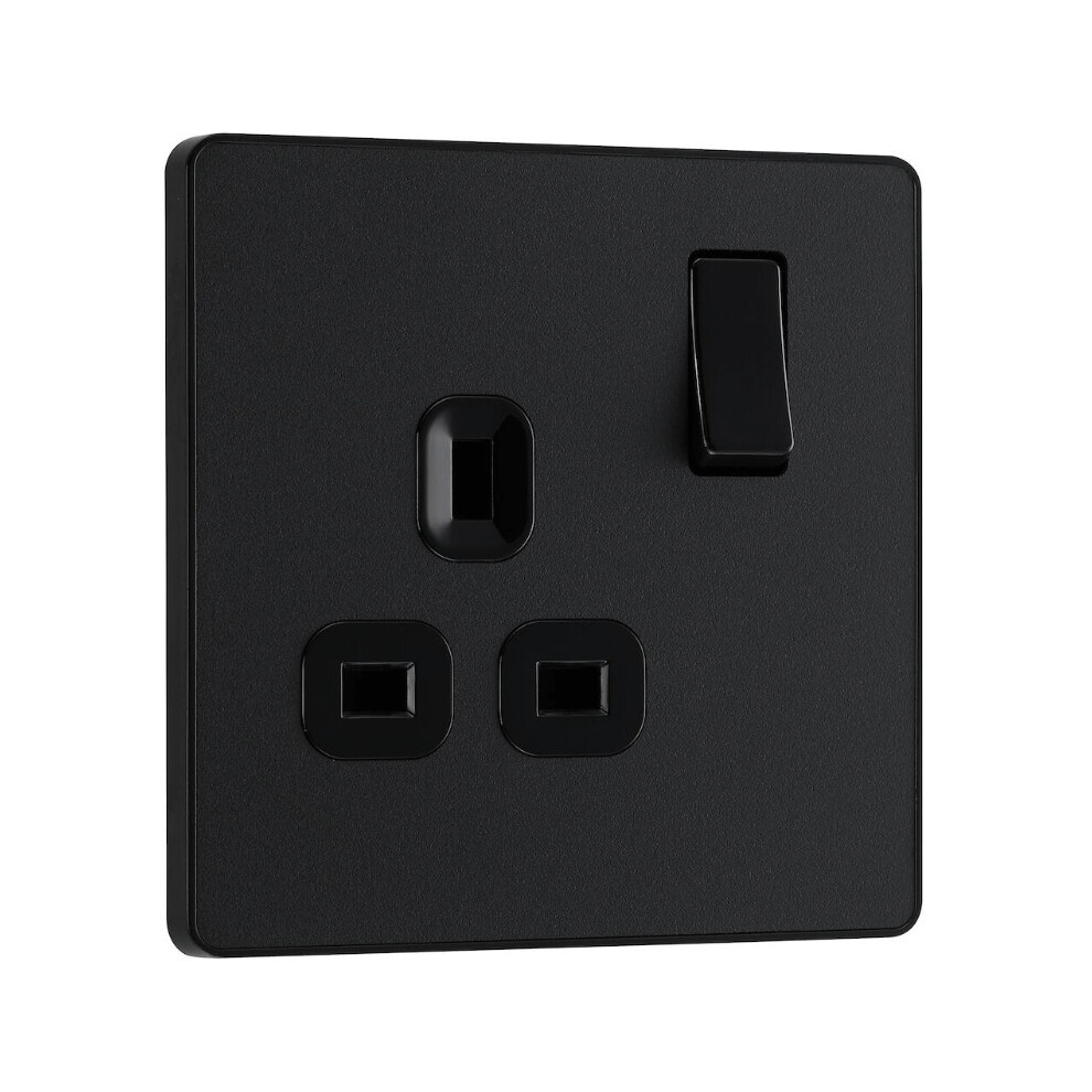 Bg Evolve Matt Black Single Switched 13A Power Socket - Pcdmb21b 5050765183574