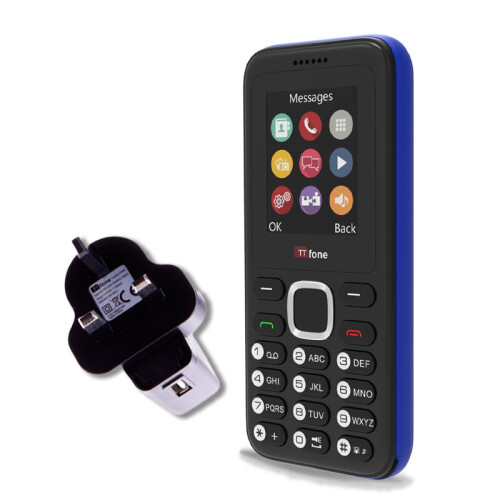 (Blue, No SIM) TTfone TT150 Dual SIM|Mains Charger