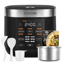COSORI Rice Cooker & Steamer with Ceramic Coated Inner Pot and Fuzzy Logic, 50 Recipes,10 Cups, 1.8L Capacity, Multi Cooker, LED Display - Black