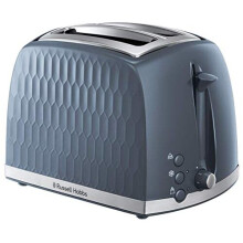 Russell Hobbs 26063 2 Slice Toaster - Contemporary Honeycomb Design with Extra Wide Slots and High Lift Feature, Grey