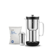Aarke Purifier Water Filter Pitcher - Glass & Stainless Steel, 2.4L (10 cups), Includes Aarke Pure Filter Refill Bag, Model A1120