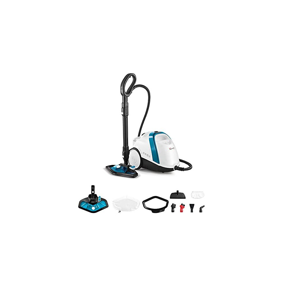 Polti Vaporetto Smart 100_B, Steam Cleaner, unlimited autonomy, high pressure boiler 4 Bar, kills and eliminates 99.99% * of viruses, White/Sky Blue