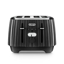 De'Longhi Ballerina Toaster, 4 Slot Toaster, Reheat, 5 Browning Settings, Defrost and Cancel Functions, Pull Crumb Tray, 1800W, UK PLUG, Black