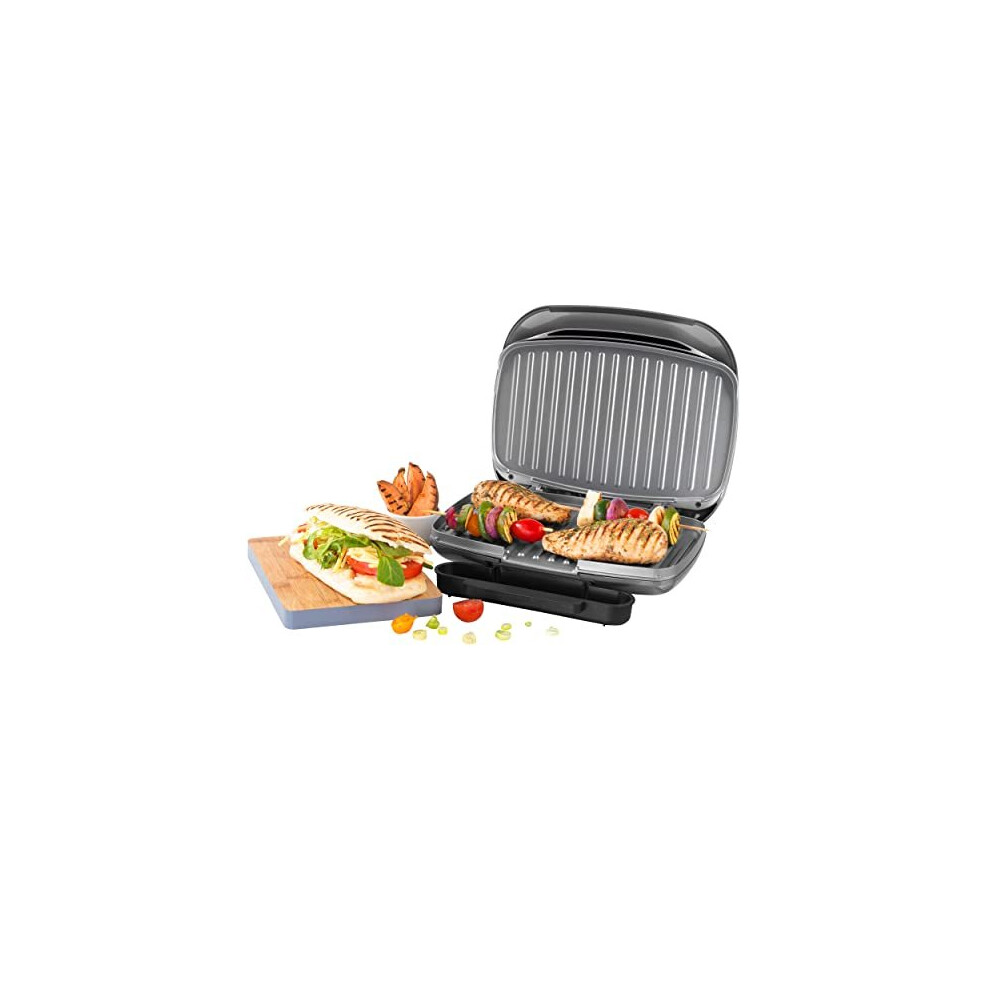 Salter EK4366 Electric Health Grill - Non-Stick Griddle Plate & Panini Press, Drip Tray, Automatic Temperature Control, Compact
