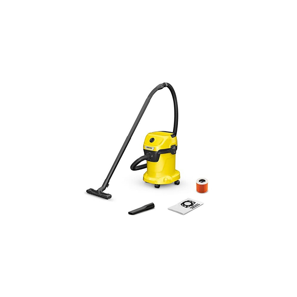 KÃ¤rcher 16281030 Wet & Dry Vacuum Cleaner WD 3, blower function, power: 1000W, plastic container: 17L, suction hose: 2m,cartridge filter, Yellow