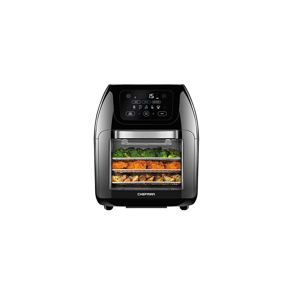 CHEFMAN Multifunctional Digital Air Fryer+ Rotisserie, Dehydrator, Convection Oven, 17 Touch Screen Presets Fry, XL 10L Family Size, Black