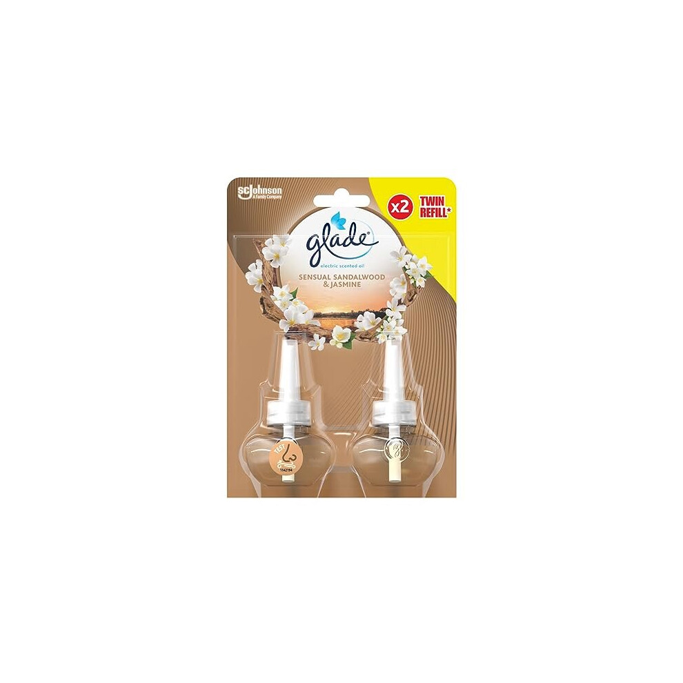 Glade Plug in Air Freshener Refill, Electric Scented Oil Room Air Freshener, Sandalwood & Jasmine, Pack of 6 Duos