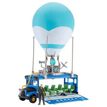 Fortnite FNT0380 Battle Deluxe-Features Inflatable Balloon with Lights & Sounds, -Rolling Wheels on Bus-Includes 4 Inch Recruit (Jonesy)