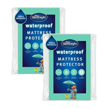 Silentnight Waterproof Mattress Protector - Double Mattress Protector with Deep 30cm Fitted Skirt and Soft Touch Quiet Rustle Free Cover, 2 Pack