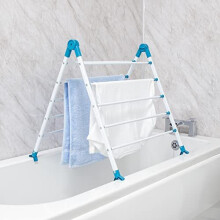 BLACK + DECKER Extendable Over Bath Airers, Two Colours, Adjustable Rotation, 10 Bars with 5.6m Total Drying Space, Folds for Compact Storage, Aqua