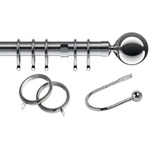 (200cm) 28mm Chrome Nikola Metal Cutain Pole Set