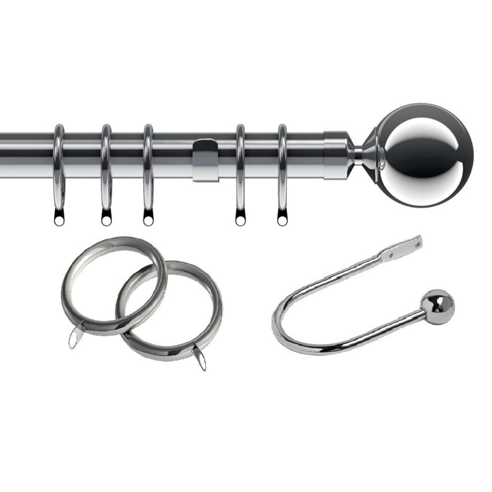 (300cm) 28mm Chrome Nikola Metal Cutain Pole Set-image-OPC-PCD7HBX-NEW