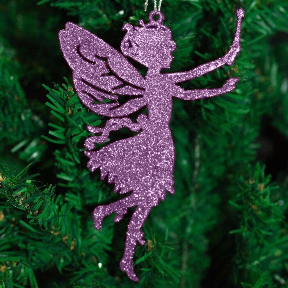 (  Purple) 10Pcs Glitter Fairy Christmas Tree Decoration Xmas Party Hanging Ornament Decor