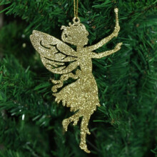 ( Gold) 10Pcs Glitter Fairy Christmas Tree Decoration Xmas Party Hanging Ornament Decor