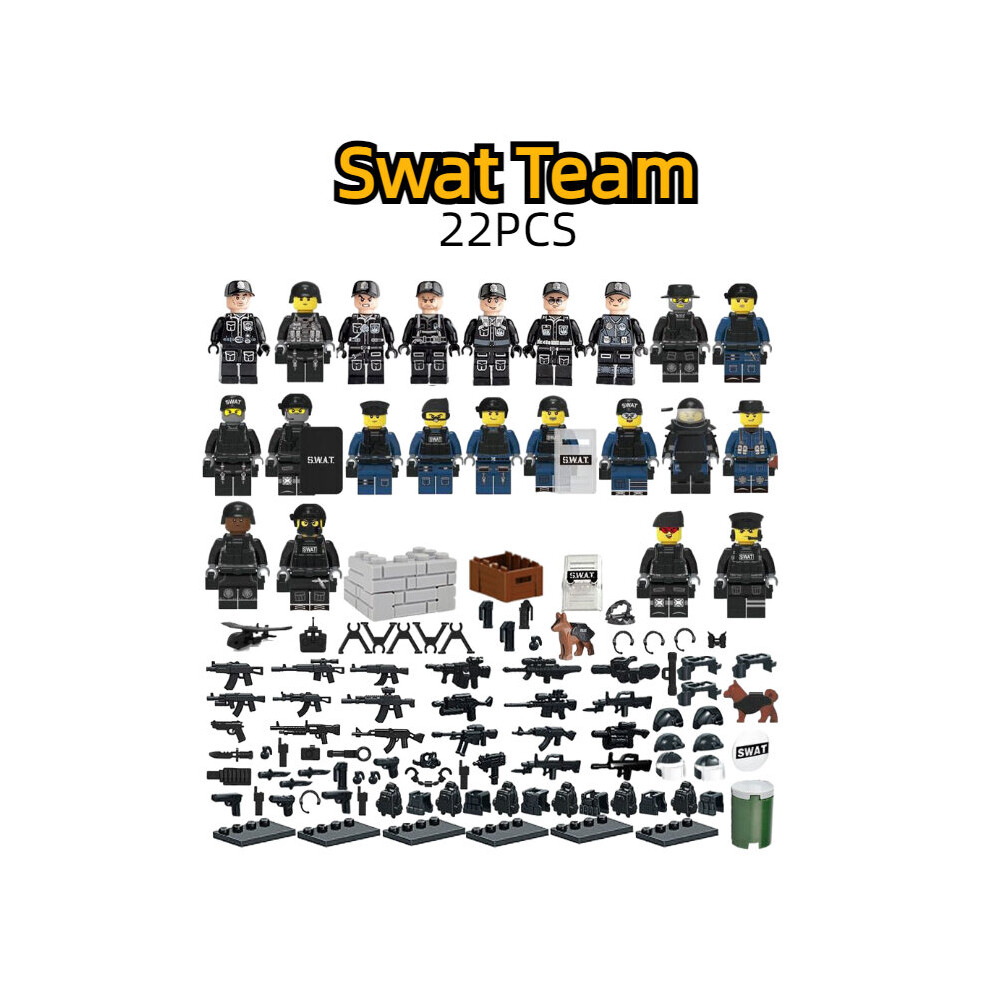 Swat Policeman 22pcs Team Building Block Minifigures Model Decor Educational Toy