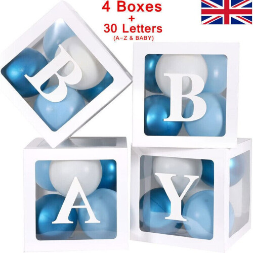 4Pcs Baby Transparent Balloon Box Girl Boy Baby Shower Birthday Party Decor