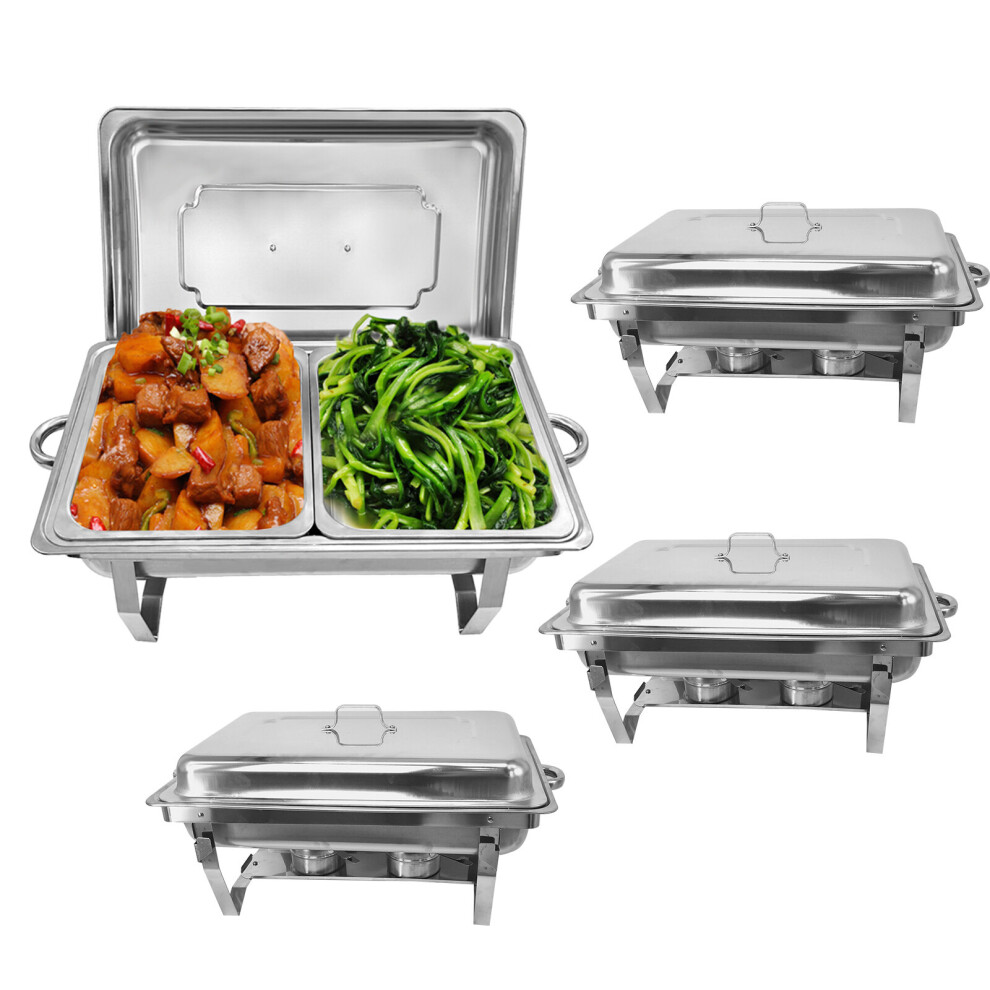 (4 Pack) Stainless Steel Chafing Dish Buffet Set with 2 Pan