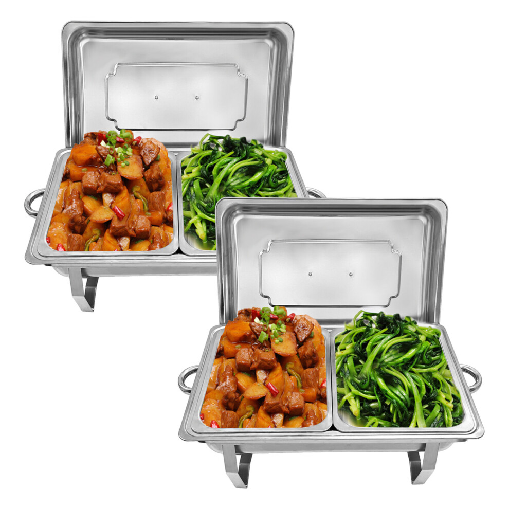 (2 Pack) Stainless Steel Chafing Dish Buffet Set with 2 Pan