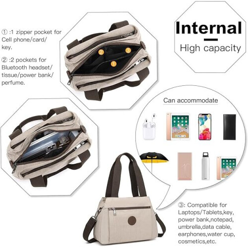 (Khaki) Kono Canvas Handbag Women Hobo Shoulder Bag Vintage Top Handle Crossbody Bag Casual Multifunction Tote Bag for Working Shopping 2