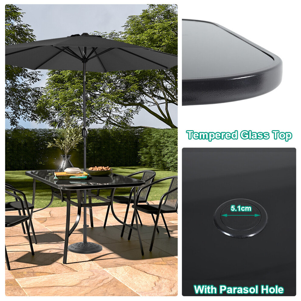 Tempered Glass Outdoor Garden Table with Parasol Hole on OnBuy