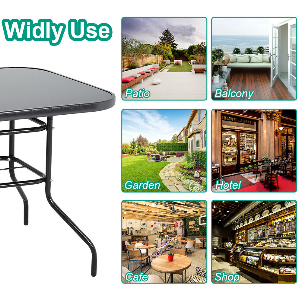 Tempered Glass Outdoor Garden Table with Parasol Hole on OnBuy