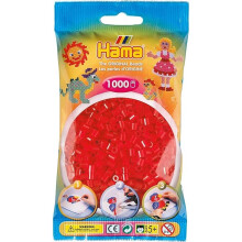 Hama Beads 1,000 Bead Refill And Plastic Bag  - Translucent Red