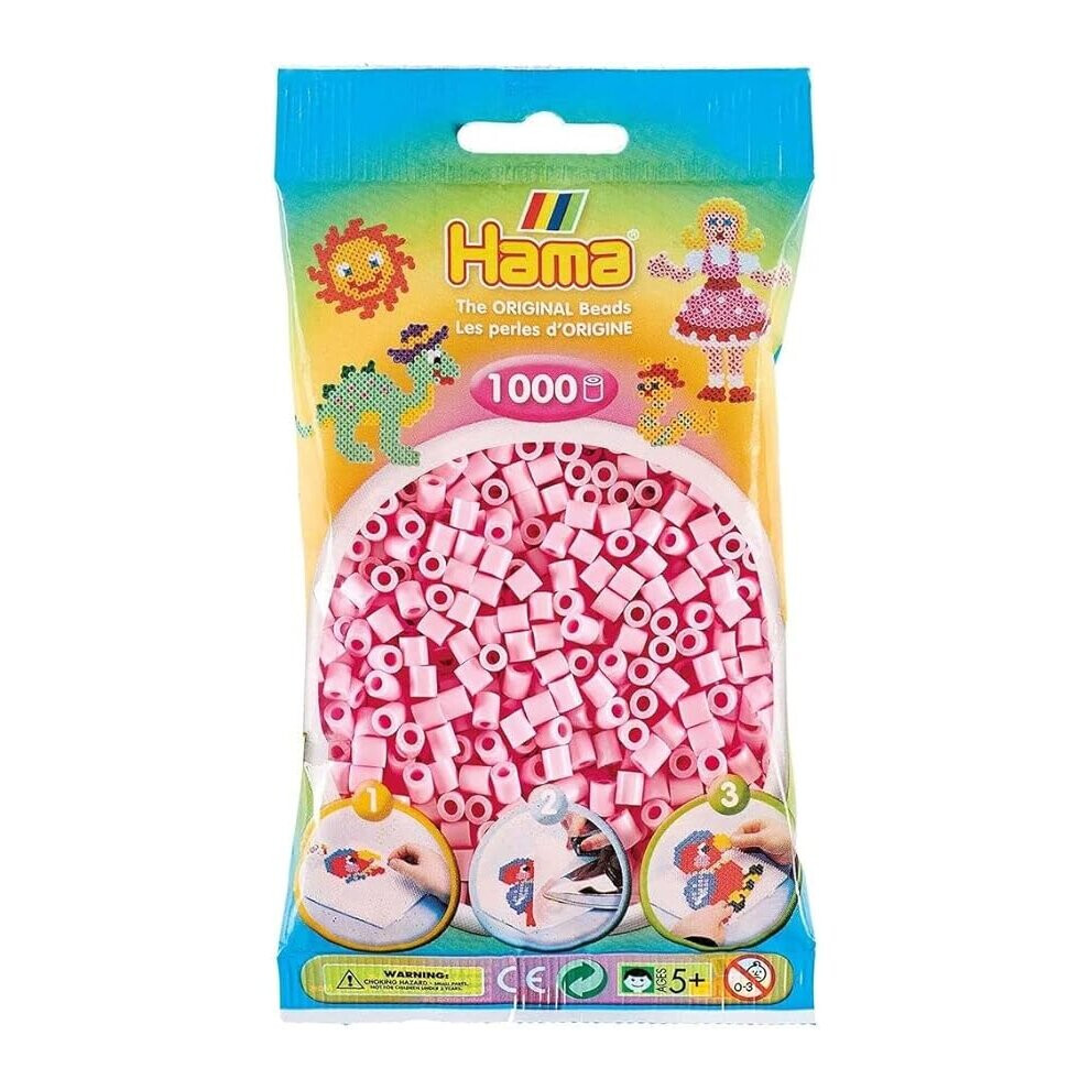 Hama 1,000 Beads in Bag, One Size - Pastel Rose