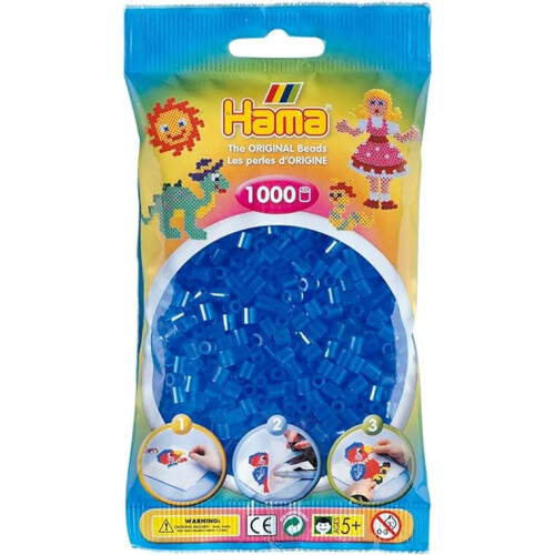 Hama Beads Hama Beads 1,000 Bead Refill And Plastic Bag - Translucent Blue