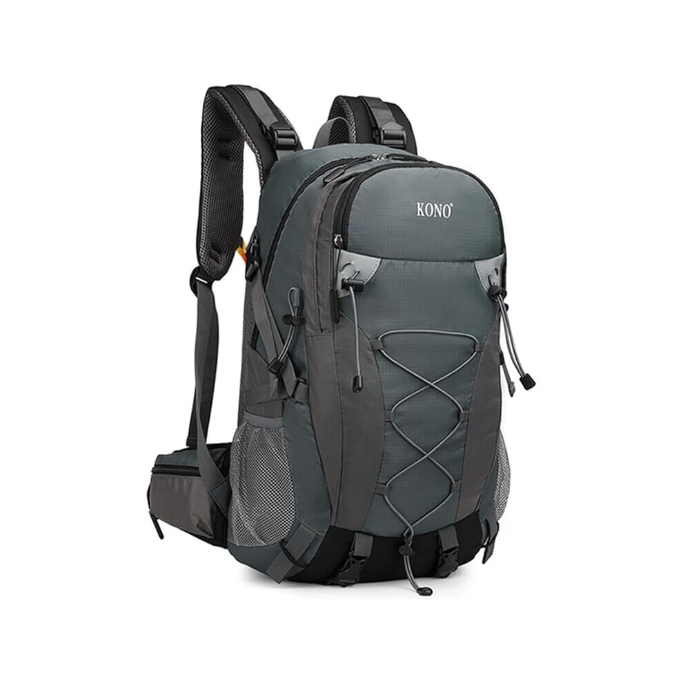 (Grey) 40L Hiking Backpack Multi-functional Waterproof Mountaineering Bag Large Capacity Traveling Climbing Backpack with Rain Cover for Women Men