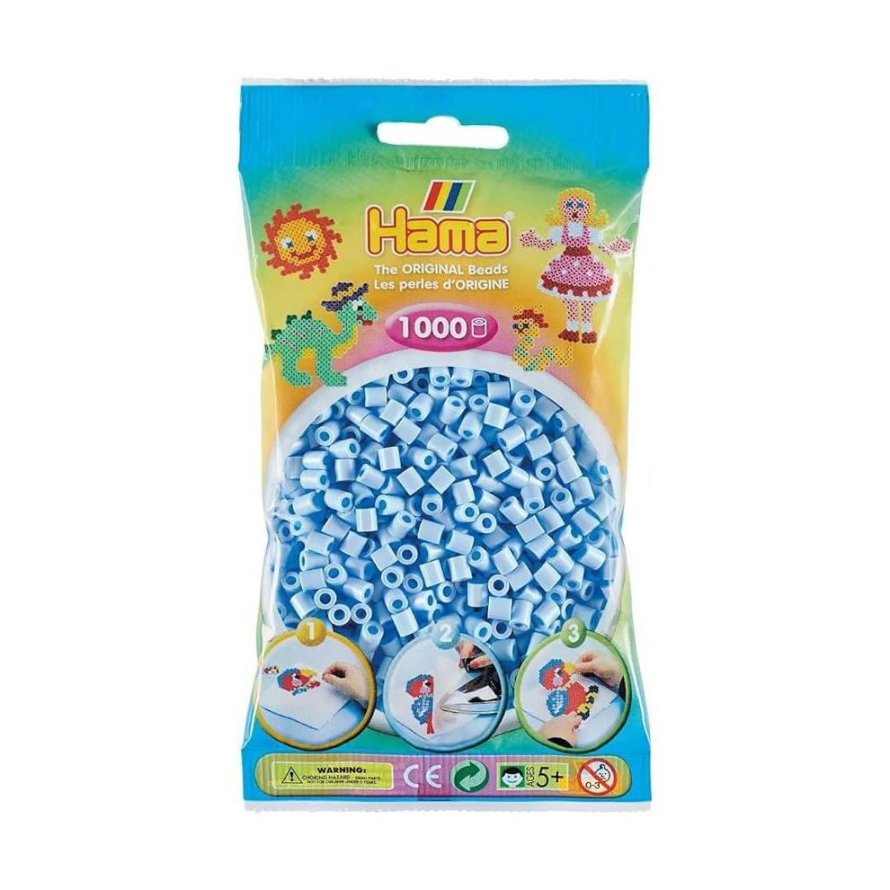 Hama 1,000 Beads in Bag, One Size - Pastel Ice Blue