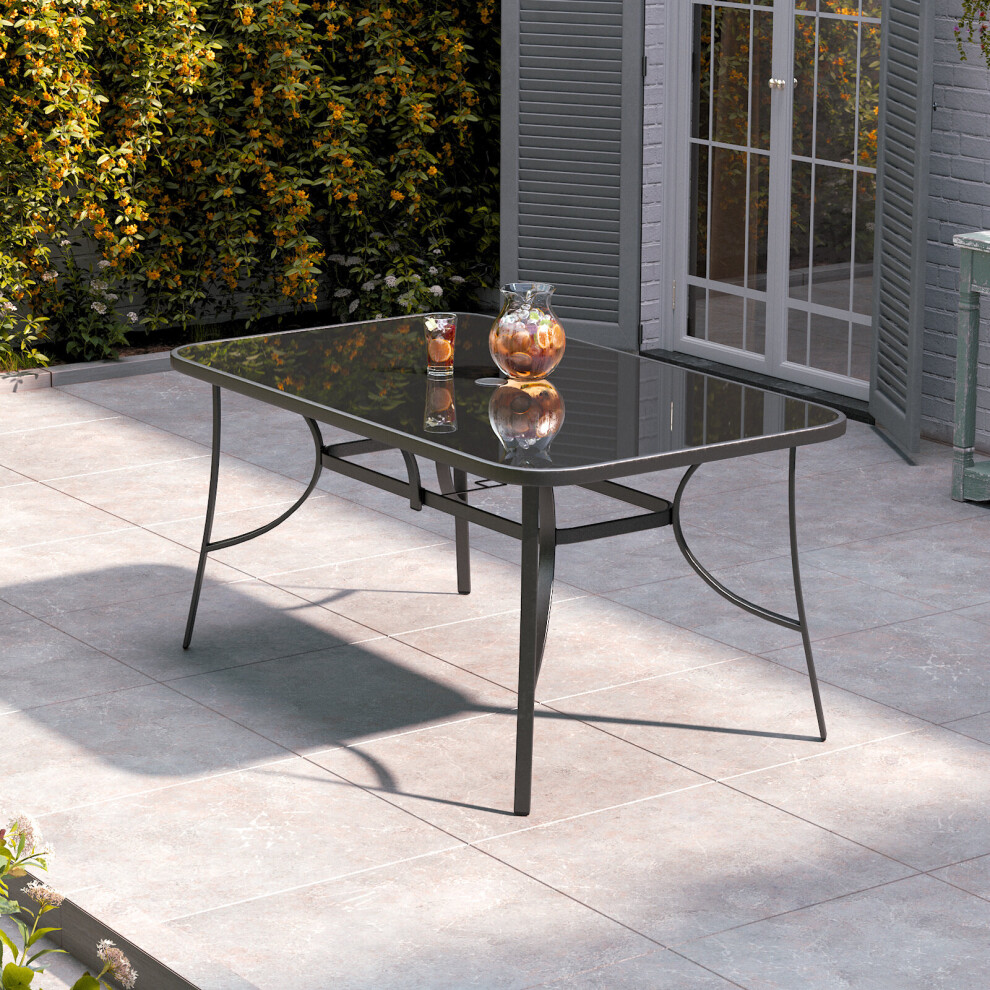 Tempered Glass Outdoor Garden Table with Parasol Hole on OnBuy